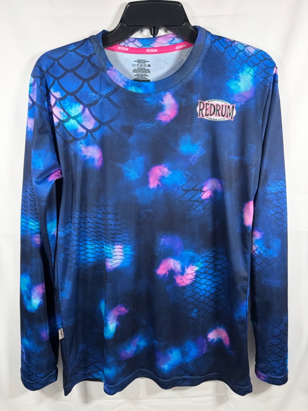 Men's Long Sleeve Swim Rash Guard in Blue Tie-Dye